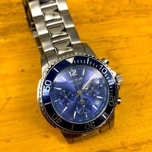 Sector chronograph quartz movement watch.